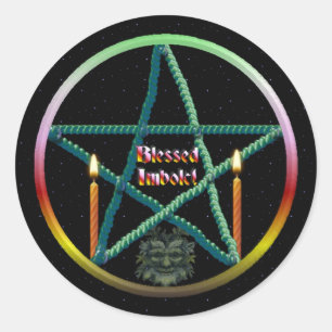 Imbolc-Pentagramm Runder Aufkleber