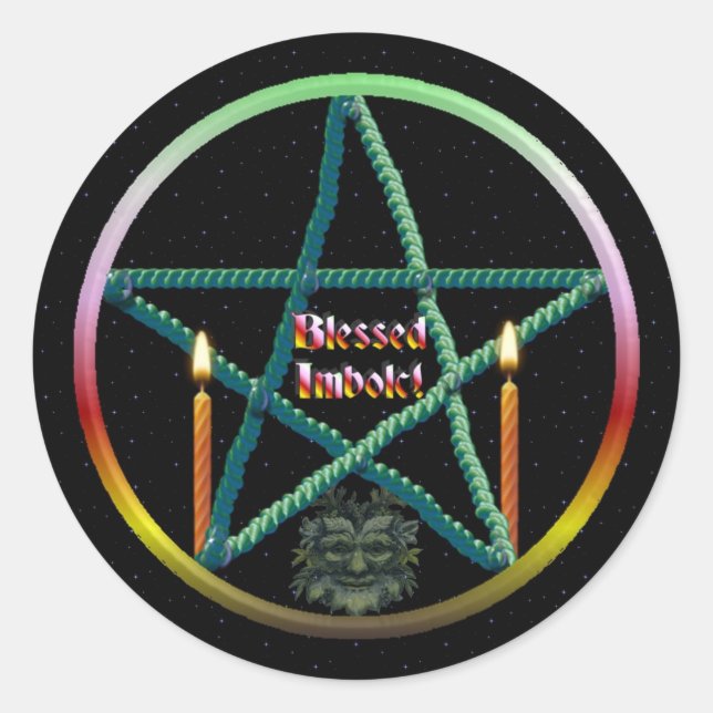 Imbolc-Pentagramm Runder Aufkleber (Vorderseite)