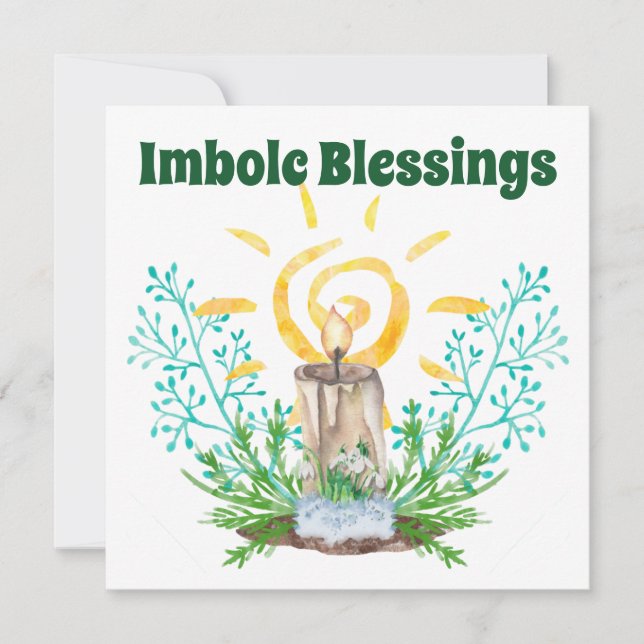Imbolc Spiral Sunshine Candlelight & Greenery Feiertagskarte (Vorderseite)