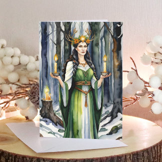 Imboli Goddess Candlemas Forest Celtic Wiccan Feiertagskarte