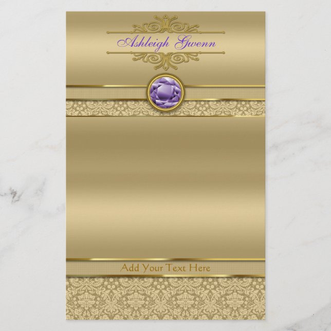 Imitat-Amethyst Edelstein-glänzender metallischer Briefpapier (Vorderseite)