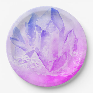 *~* Imitat-Amethyst rosa heilende Kristallenergie Pappteller