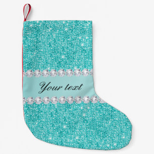 Imitat-aquamarine Sequins und Diamanten Kleiner Weihnachtsstrumpf