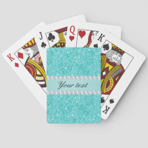 Imitat-aquamarine Sequins und Diamanten Spielkarten