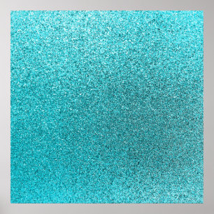Imitat Aquamariner Blauer Glitzer Hintergrund Spar Poster