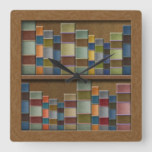 Imitat-Buch-Regal-Buch-Dorn-Bibliothek Quadratische Wanduhr