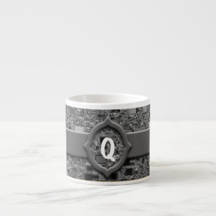 Imitat chromiert Minikasten-Entwurf u. Monogramm Espressotasse