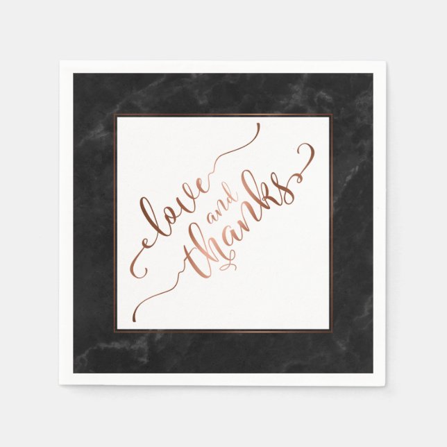 Imitat Copper Script Liebe und Dank mit schwarzem  Serviette (Vorderseite)