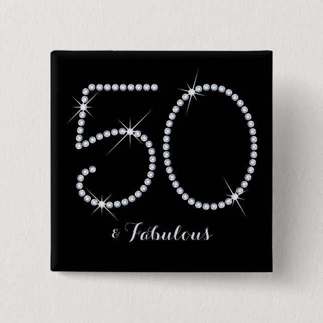 Imitat-diamante de imitación-50. Geburtstag Button (Vorderseite)
