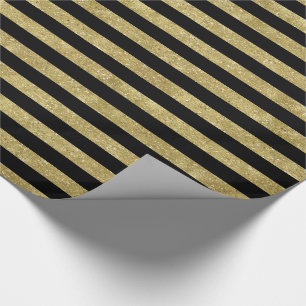 Imitat-Glittery Gold und schwarze Streifen Geschenkpapier