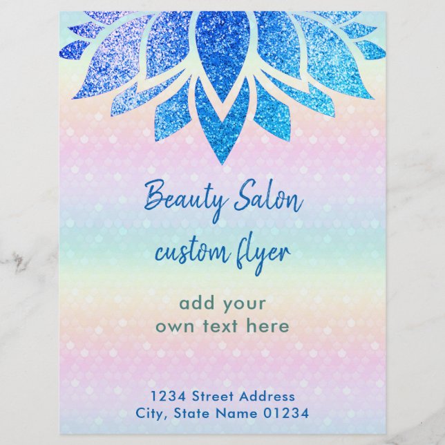 Imitat Glitzer Blue Lotus Blume Flyer (Vorne)