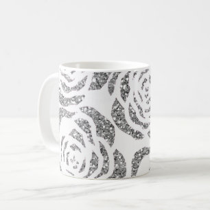 Imitat-Glitzer-silbernes Grau-Rosen-weißer Tasse