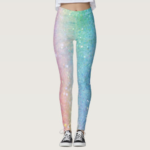 Imitat-GlitzerSequins PastellOmbre rosa blaues Leggings