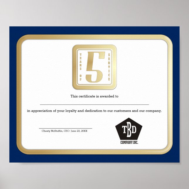 Imitat Gold Mitarbeiter 5 Jahre Serviceprämie Poster (Vorne)