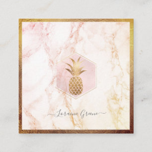 IMITAT GOLD PINEAPPLE+BLUSPINK MARMOR QUADRATISCHE VISITENKARTE