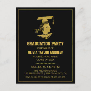Imitat-Gold und schwarze Abschluss-Party Einladung