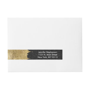 Imitat-Gold und schwarze Starry NachtBrushstrokes Rundum-Adressaufkleber