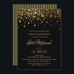 Imitat Goldbrasse Confetti Schwarzmeer Bat Mitzvah Einladung<br><div class="desc">Mit dieser modernen und eleganten Einladung laden Sie Familie und Freunde zu Ihrer Tochter Bat Mitzvah ein. Es ist mit Imitaten goldenen Konfetti-Punkte und Streifen Muster. Personalisieren Sie Ihre Veranstaltung durch Hinzufügen von Namen,  Datum,  Uhrzeit,  Veranstaltungsort und anderen Details. Matching-Elemente sind verfügbar.</div>