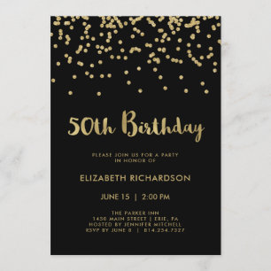 Imitat-GoldConfetti auf 50. Geburtstags-Party des Einladung