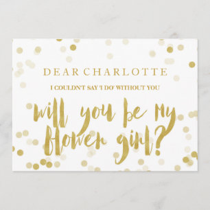 Imitat-GoldConfetti sind- Sie mein Blumen-Mädchen Einladung