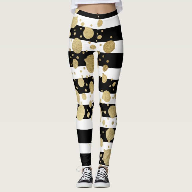Imitat-Goldfarben-Spritzer auf den schwarzen u. Leggings (Vorderseite)