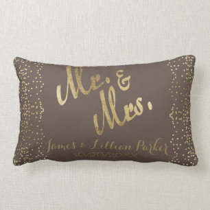Imitat-Goldfolie "Herr u. Frau" Monogramm-Hochzeit Lendenkissen