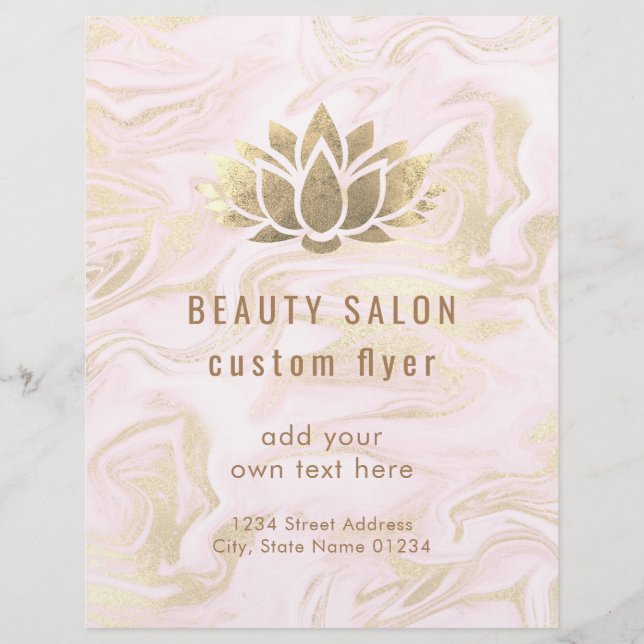 IMITAT Goldfolie-Lotus-Logo auf flüssigem Marmor Flyer (Vorne)