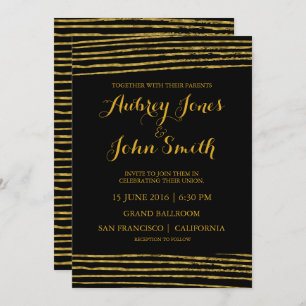 Imitat-Goldfolie Stripes schwarze Einladung