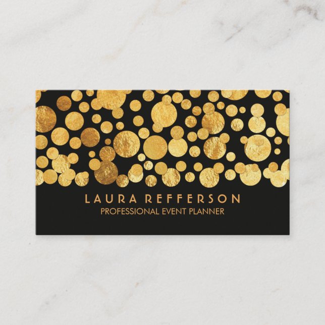 Imitat-Goldfolieconfetti-Schwarzes Visitenkarte (Vorderseite)