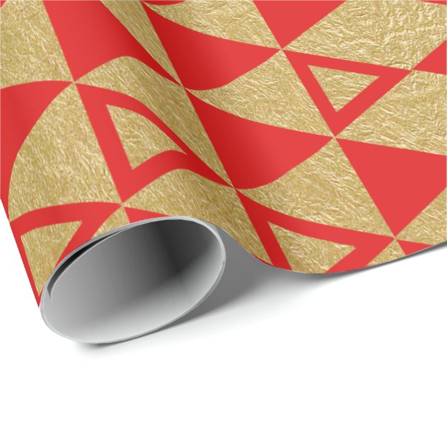 Imitat-Goldfolien-geometrisches Dreieck-Muster Geschenkpapier (Rolleneckpunkt)