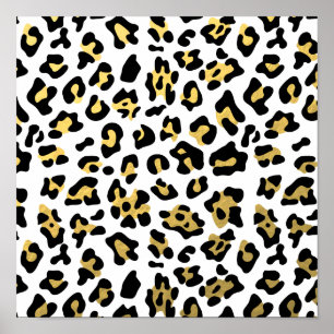 Imitat-Goldfolien-Schwarz-Leopard-Druck-Muster Poster
