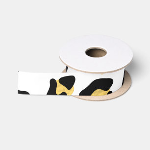 Imitat-Goldfolien-Schwarz-Leopard-Druck-Muster Satinband