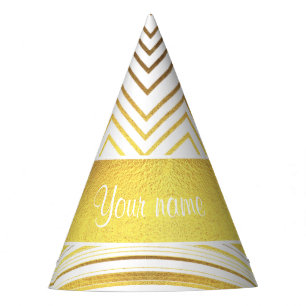 Imitat-Goldfolien-Sparren und Streifen Partyhütchen