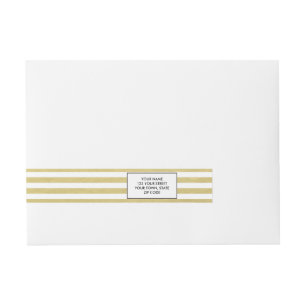 Imitat-Goldfolien-weißes Streifen-Muster Rundum-Adressaufkleber