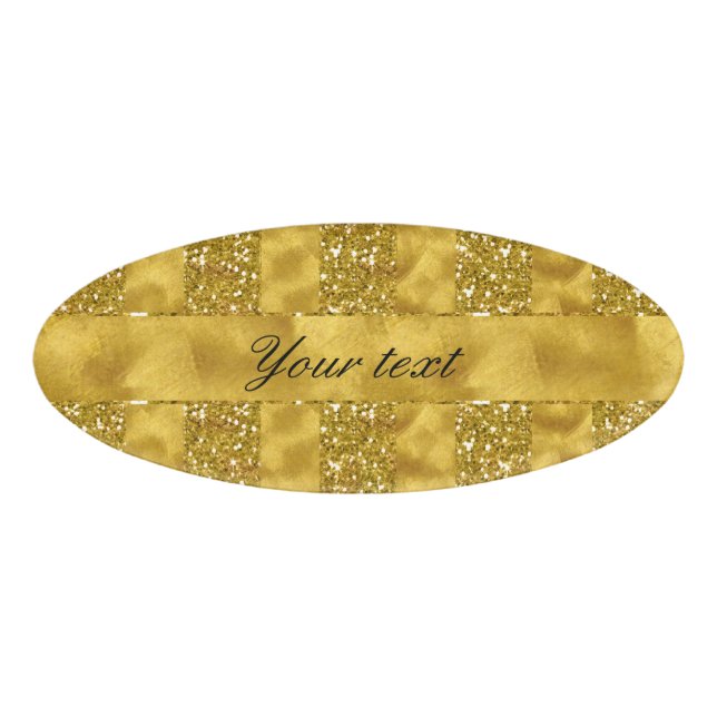 Imitat-GoldGlitterstreifen auf Goldfolie Namenschild (Vorderseite)