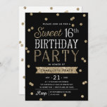 Imitat-GoldGlitzerconfetti-Party des Bonbon-16 Einladung<br><div class="desc">Dieser Chic und stilvoller Bonbon-16. Geburtstags-Party Einladung kennzeichnet ein elegantes Imitat-RosengoldGlitter Confettithema mit moderner Typografie. Sie können die Hintergrundfarbe besonders anfertigen, um Ihre Ereignisthemafarbe, indem Sie auf zusammenzubringen "klicken, besonders anfertigen es" Knopf. Für eine sogar denkwürdige Einladung wählen Sie eine gestempelschnittene Form, ein strukturiertes Papier oder ein ultra-starkes Papier vor....</div>