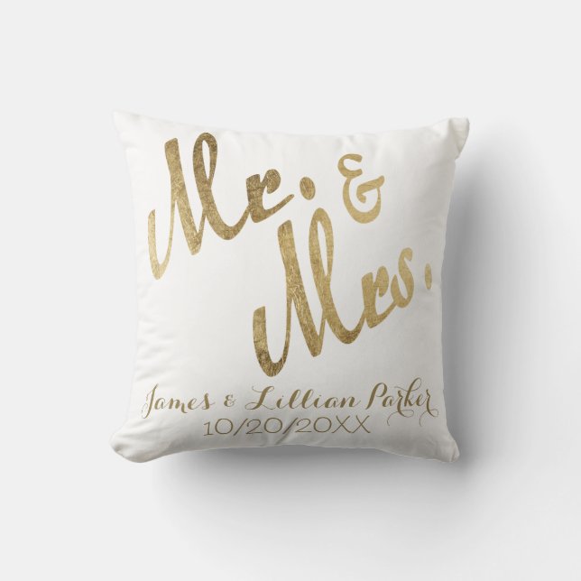 Imitat-Goldherr und Frau Monogram Wedding Kissen (Vorderseite)