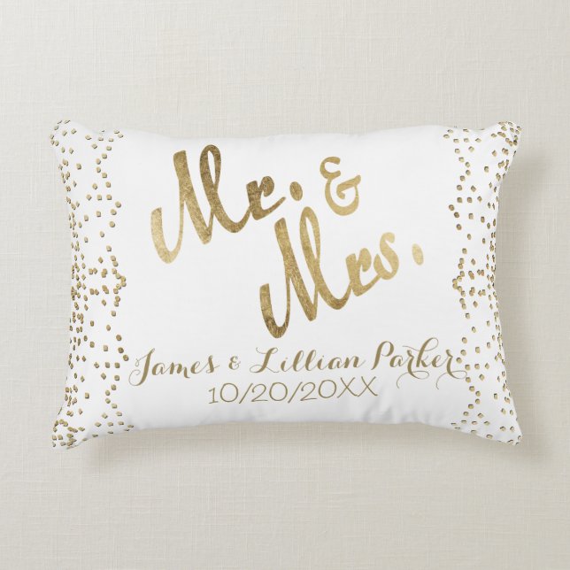 Imitat-Goldherr und Frau Monogram Wedding Zierkissen (Vorderseite)