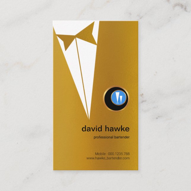 Imitat-Goldtuxedo-Goldboutonniere-Barkeeper-Logo Visitenkarte (Vorderseite)