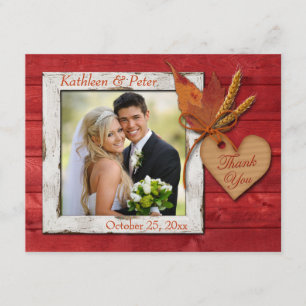 IMITAT Holz, Blätter, Herz, Weizen FOTO dankt Dankeskarte