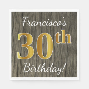 Imitat-Holz, Imitat-Gold30. Geburtstag + Serviette