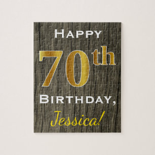 Imitat-Holz, Imitat-Gold70. Geburtstag + Puzzle