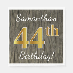 Imitat Holz, Imitate Gold 44. Geburtstag + Individ Serviette