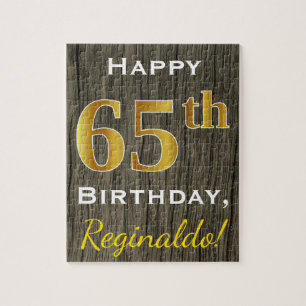 Imitat Holz, Imitate Gold 65. Geburtstag + Individ Puzzle