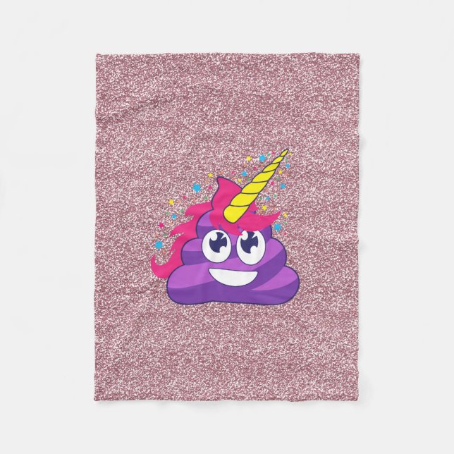Imitat-kacken rosa Glitzer Emoji Unicorn Decke (Vorderseite)