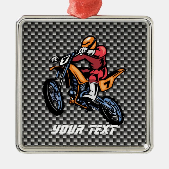 Imitat-Kohlenstoff-FaserMotocross Silbernes Ornament (Vorne)