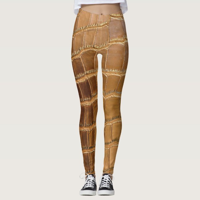 Imitat-Krokodil-Leder-Tierhaut-Muster Leggings (Vorderseite)