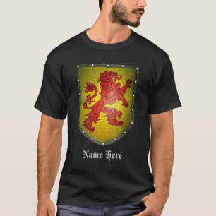 Imitat Metal beunruhigten Schild-Rot-Löwe T-Shirt