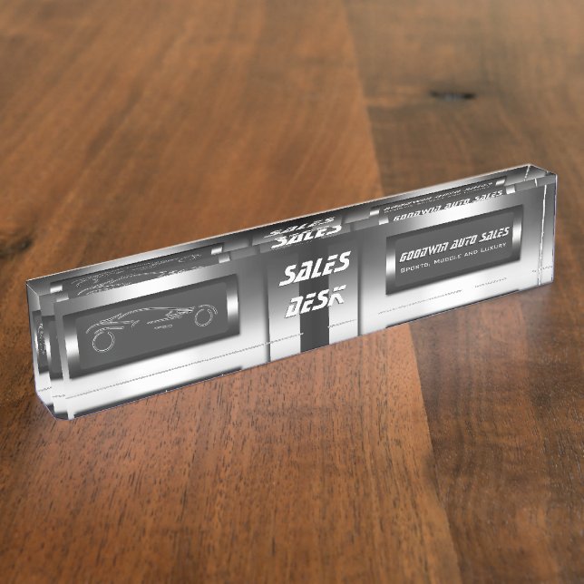 Imitat metal, silbernes Auto - Namensplakette (Seite)