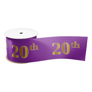 Imitat/nachgemachte Gold"20." Ereignis-Zahl (lila) Satinband